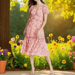Love Shack Fancy Dress Sz 0 XS Pink Melon Floral Target Fleur Romantic Coquette
